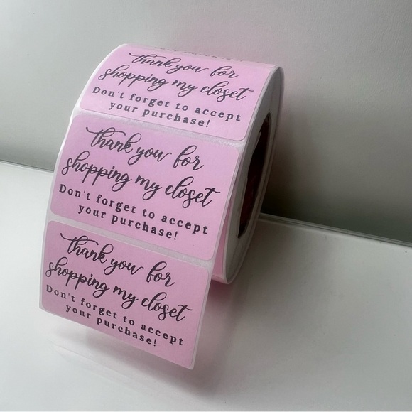 Thank You for shopping my closet 2" Stickers labels (100 roll ) NWT - Picture 6 of 7